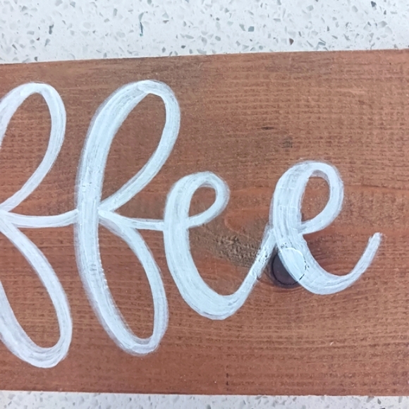 Handpainted "Coffee" Wood Slab Coffee Bar Kitchen Decor - Picture 6 of 13